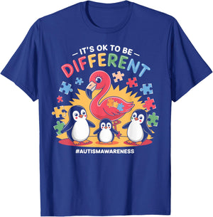 Its OK To Be Different Cute Flamingo Autism Awareness Girls T-Shirt - T-Shirt | Royal
