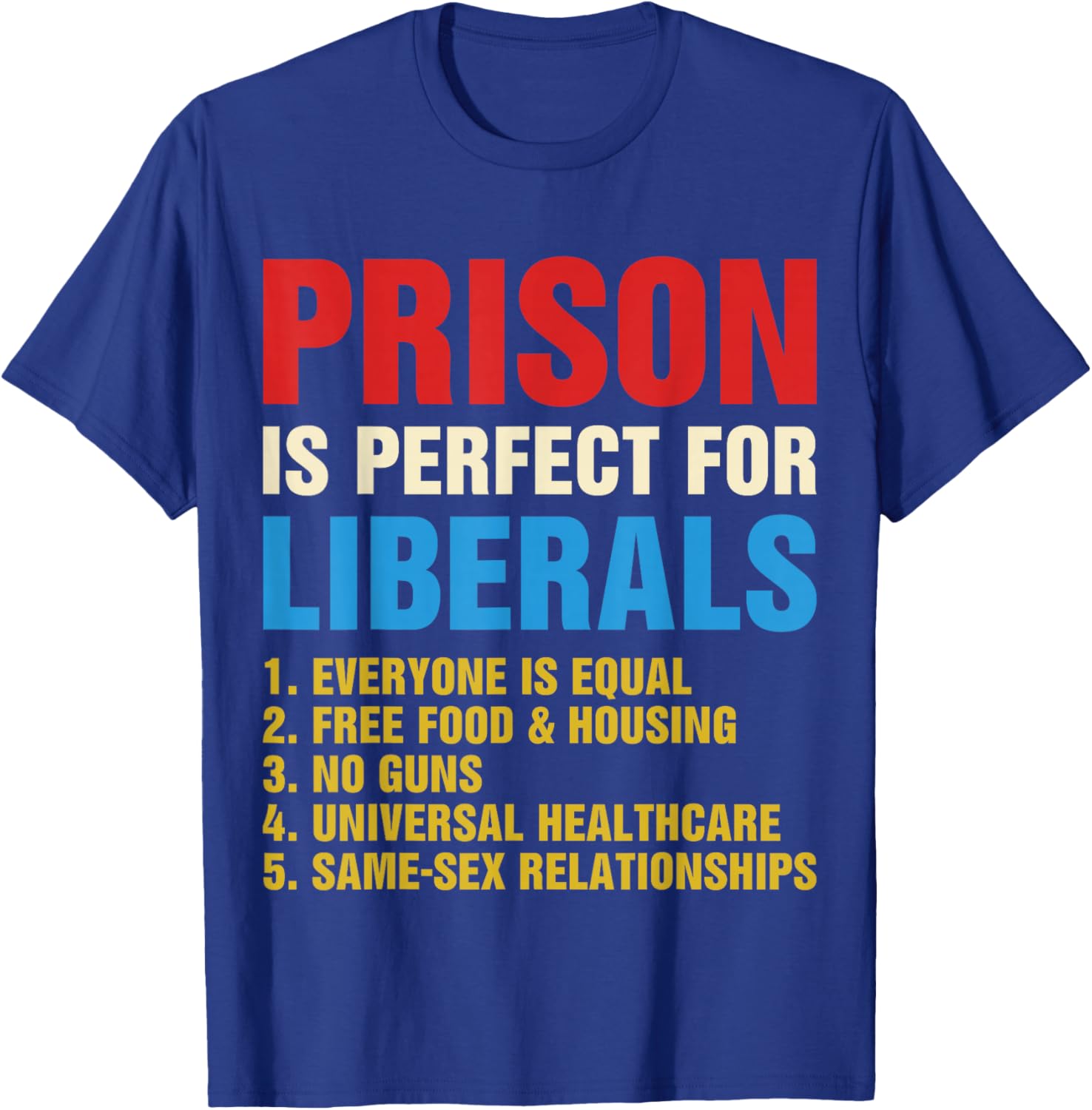 Prison is Perfect for Liberals - Anti Liberal T-Shirt - T-Shirt | Royal