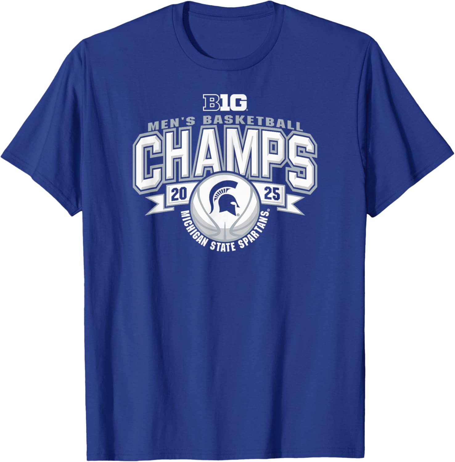 Michigan State Spartans Men's Basketball Big Ten Champs 2025 T-Shirt - T-Shirt | Royal