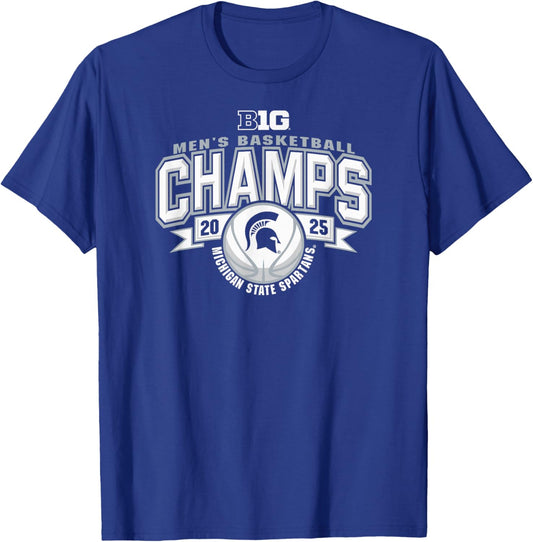 Michigan State Spartans Men's Basketball Big Ten Champs 2025 T-Shirt - T-Shirt | Royal