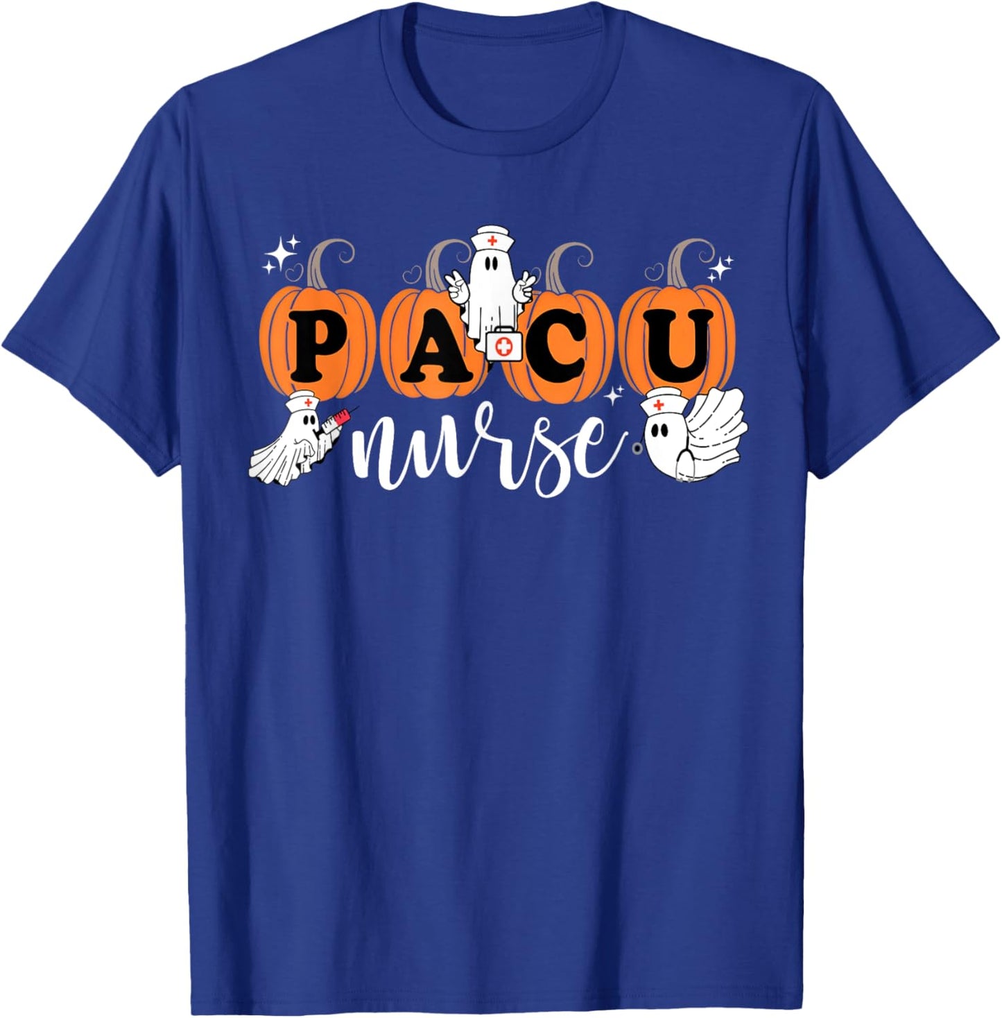 PACU Nurse Groovy Pumpkin Nurse Halloween Costume T-Shirt - T-Shirt | Royal