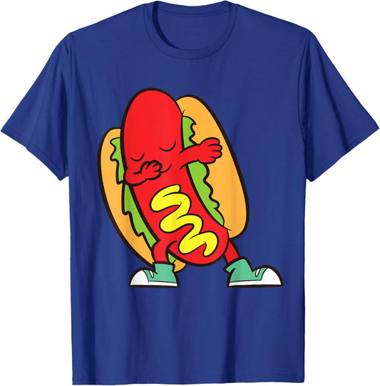 Dabbing Hotdog Cute Dabbing Hot Dog Men Women Girls Kids T-Shirt - T-Shirt | Royal