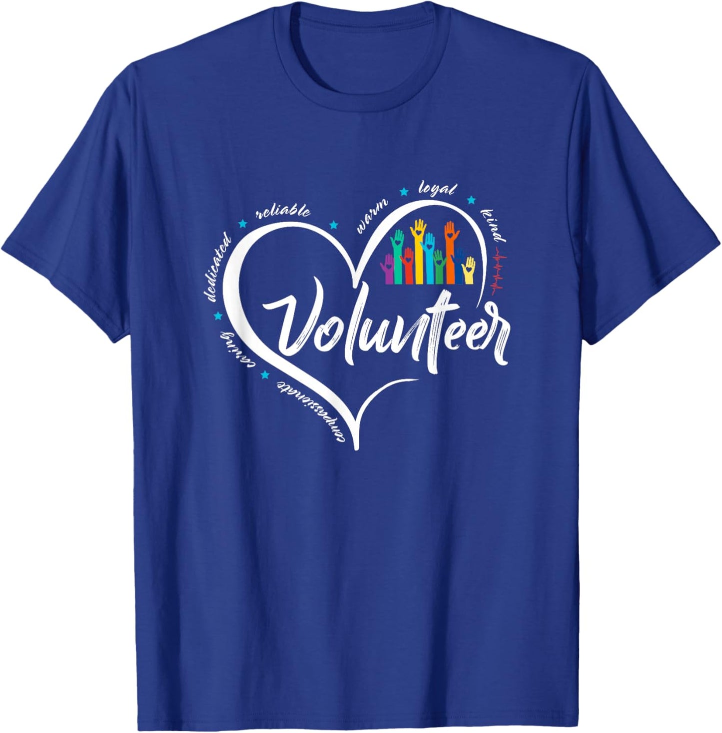 Funny Volunteer Heart Back To School Art Vintage T-Shirt - T-Shirt | Royal