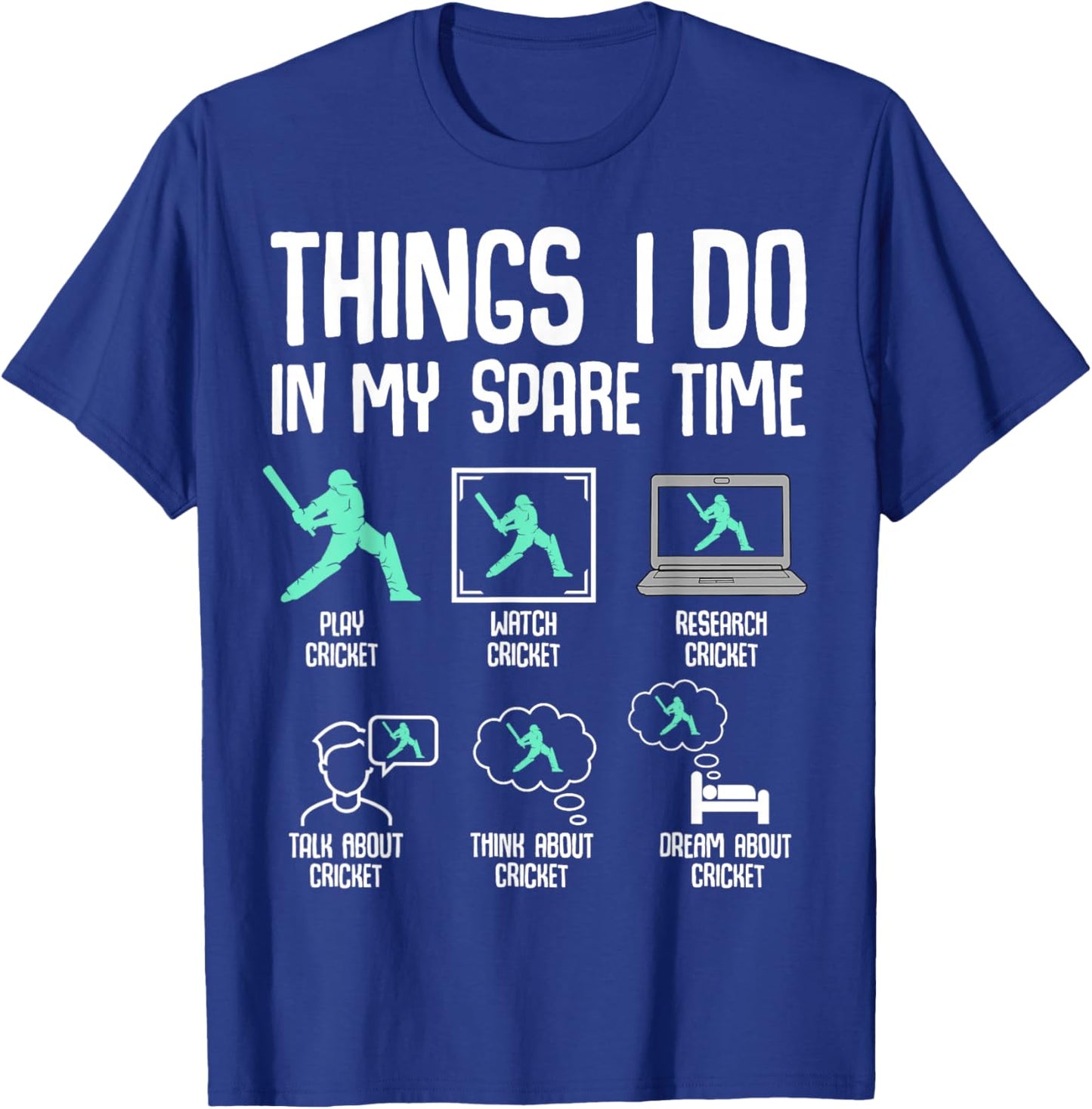 Cricket Things I Do In My Spare Time Kids Boys Youth T-Shirt - T-Shirt | Royal