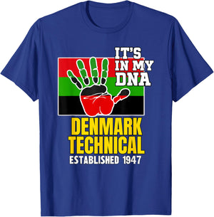 Denmark Technical, DTC, Red, Black and Green HBCU T-Shirt - T-Shirt | Royal