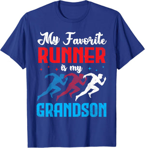 My Favorite Runner Is My Grandson Proud Track Field Support T-Shirt - T-Shirt | Royal