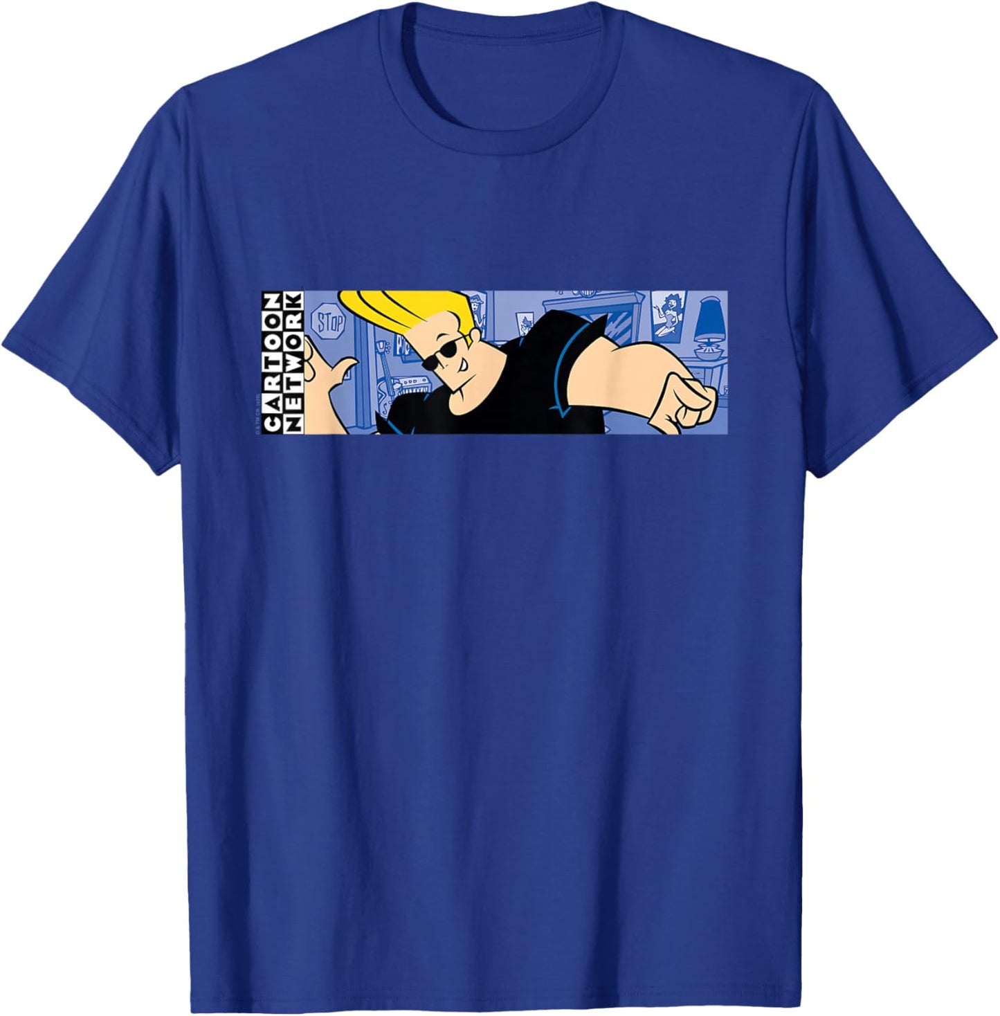 Johnny Bravo Panoramic Action Pose Funny Cartoon Network T-Shirt - T-Shirt | Royal