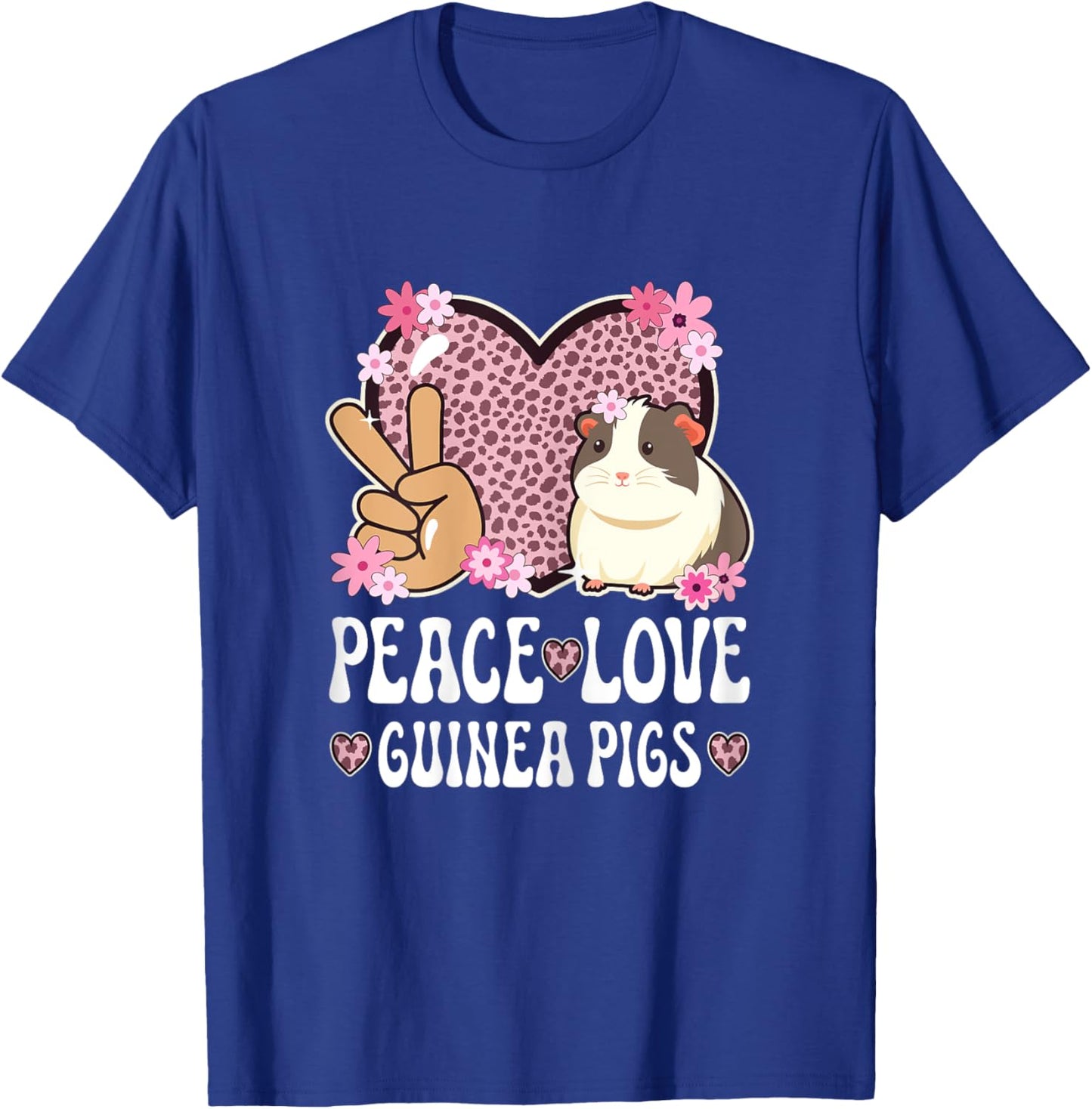 Peace Love Guinea Pigs Cheetah Print Women Guinea Pig Lover T-Shirt - T-Shirt | Royal