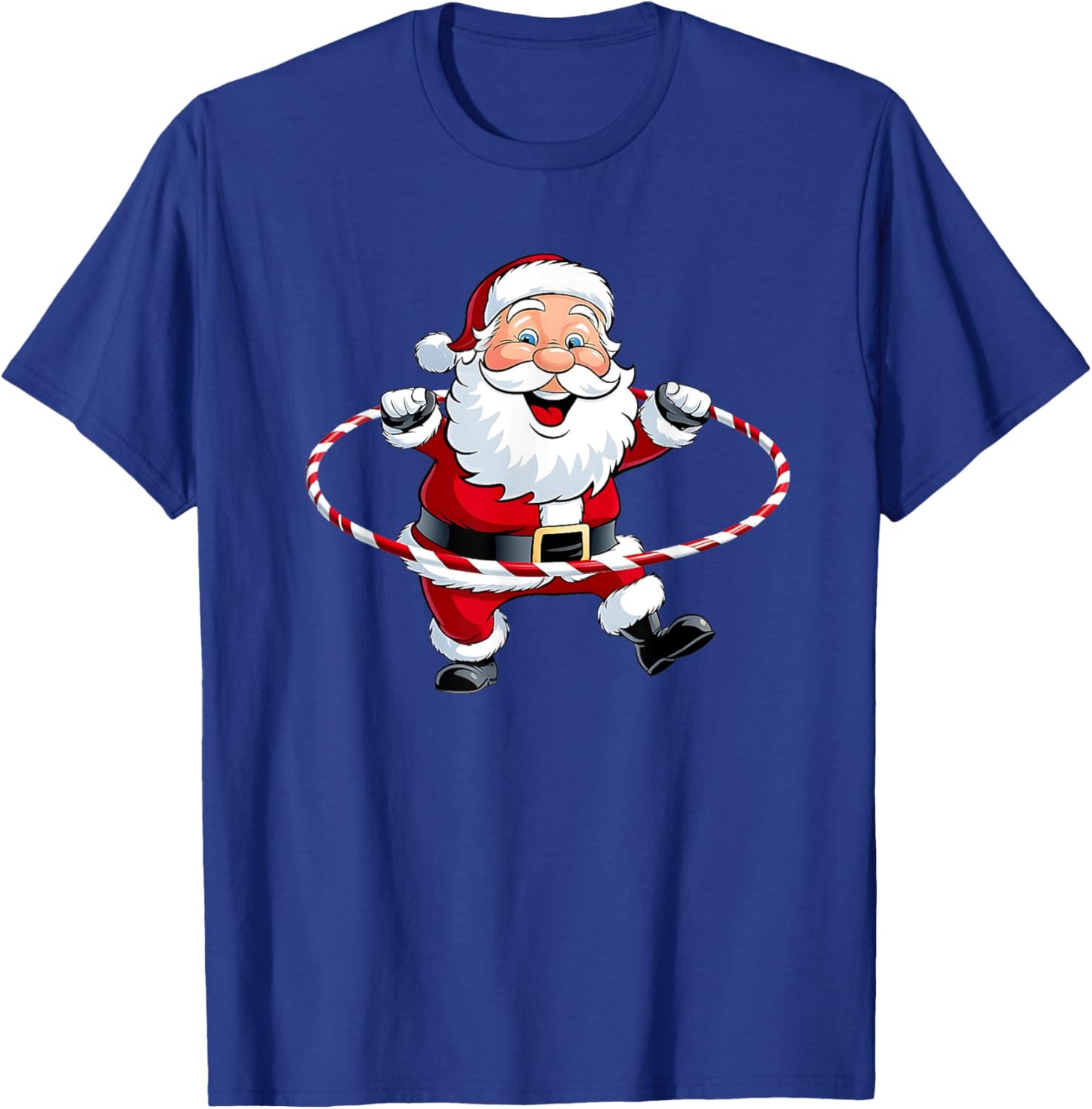 Funny Santa Claus Hula Hooping Exercise Merry Christmas Xmas T-Shirt - T-Shirt | Royal