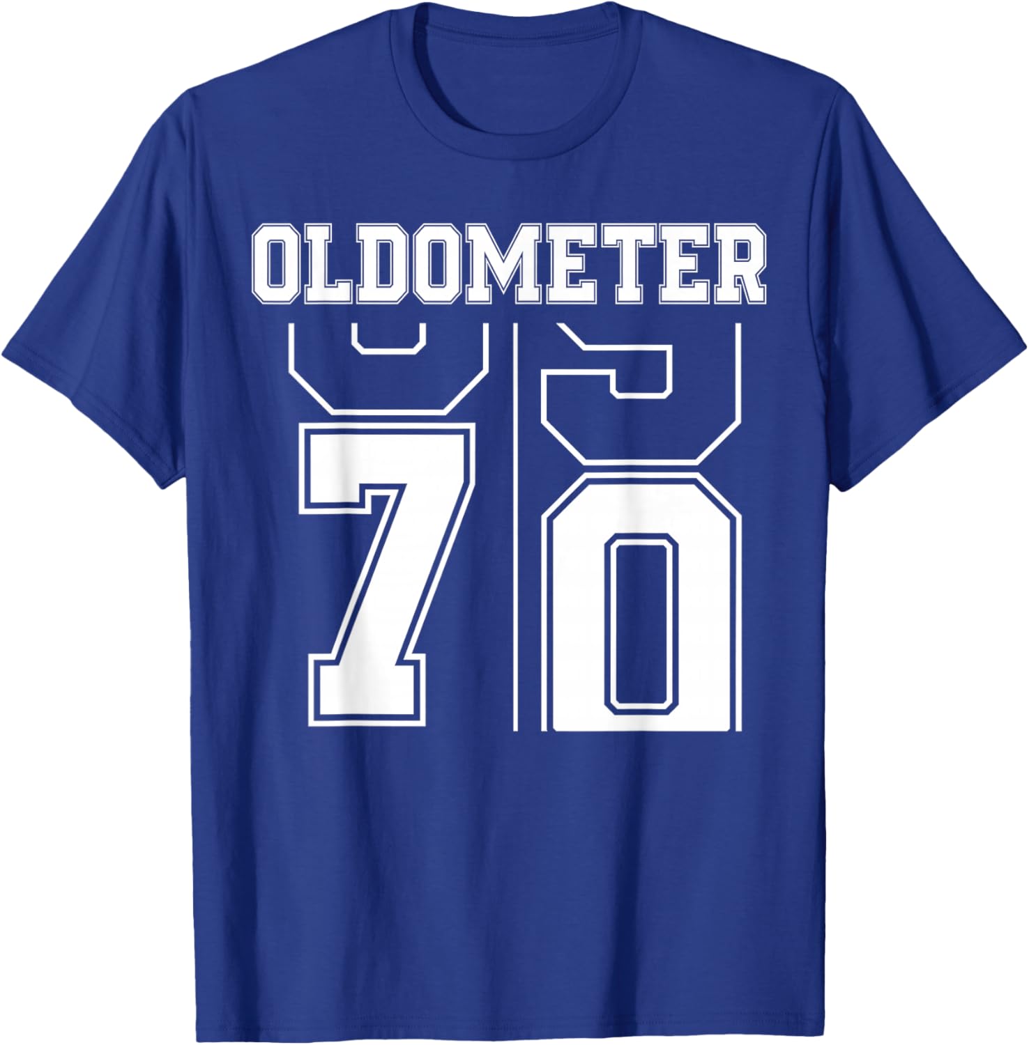 Oldometer 69-70 70th Birthday Sport Text 70 Year Old T-Shirt - T-Shirt | Royal