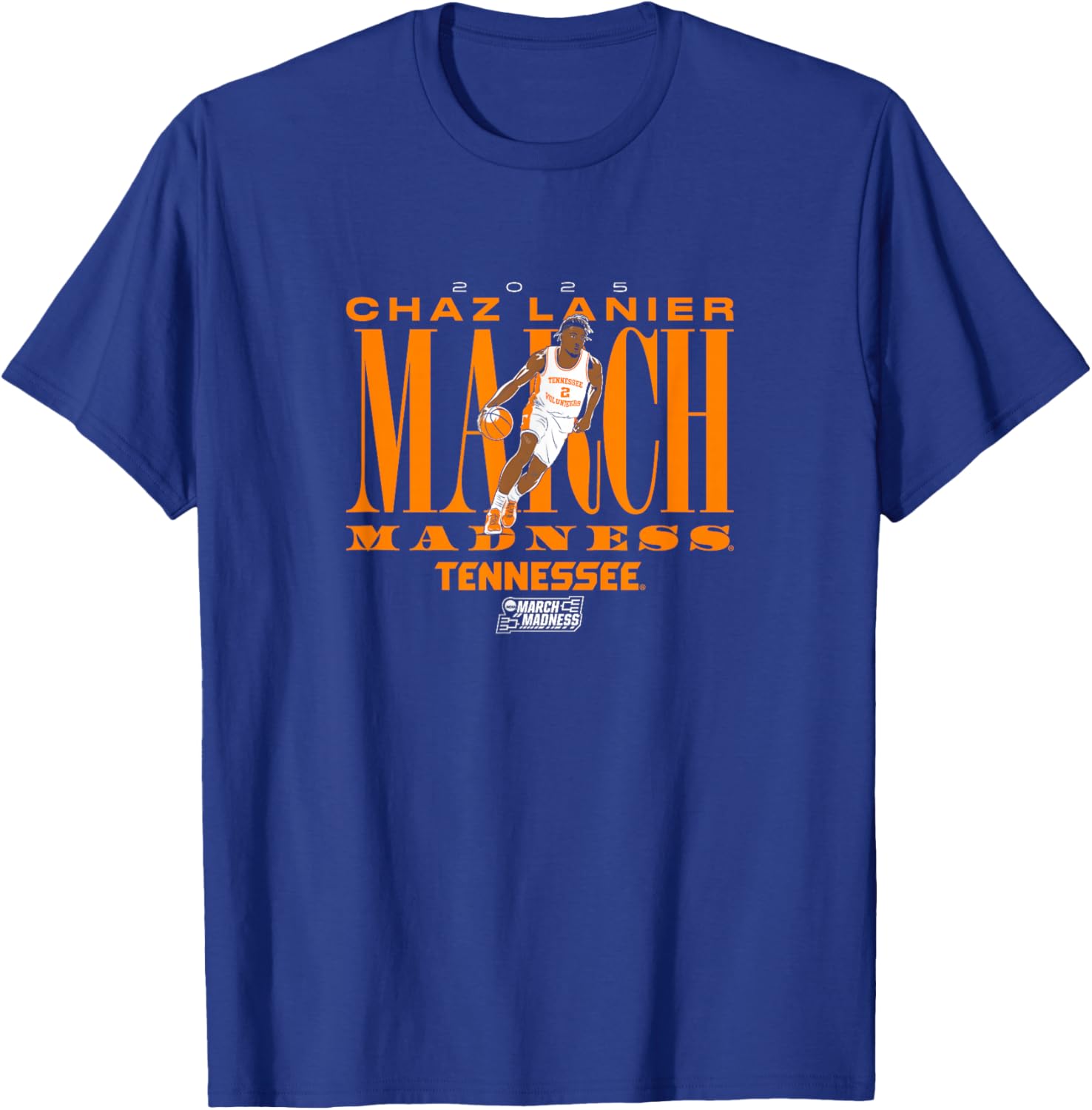Tennessee Volunteers Basketball: Chaz Lanier March Madness T-Shirt - T-Shirt | Royal
