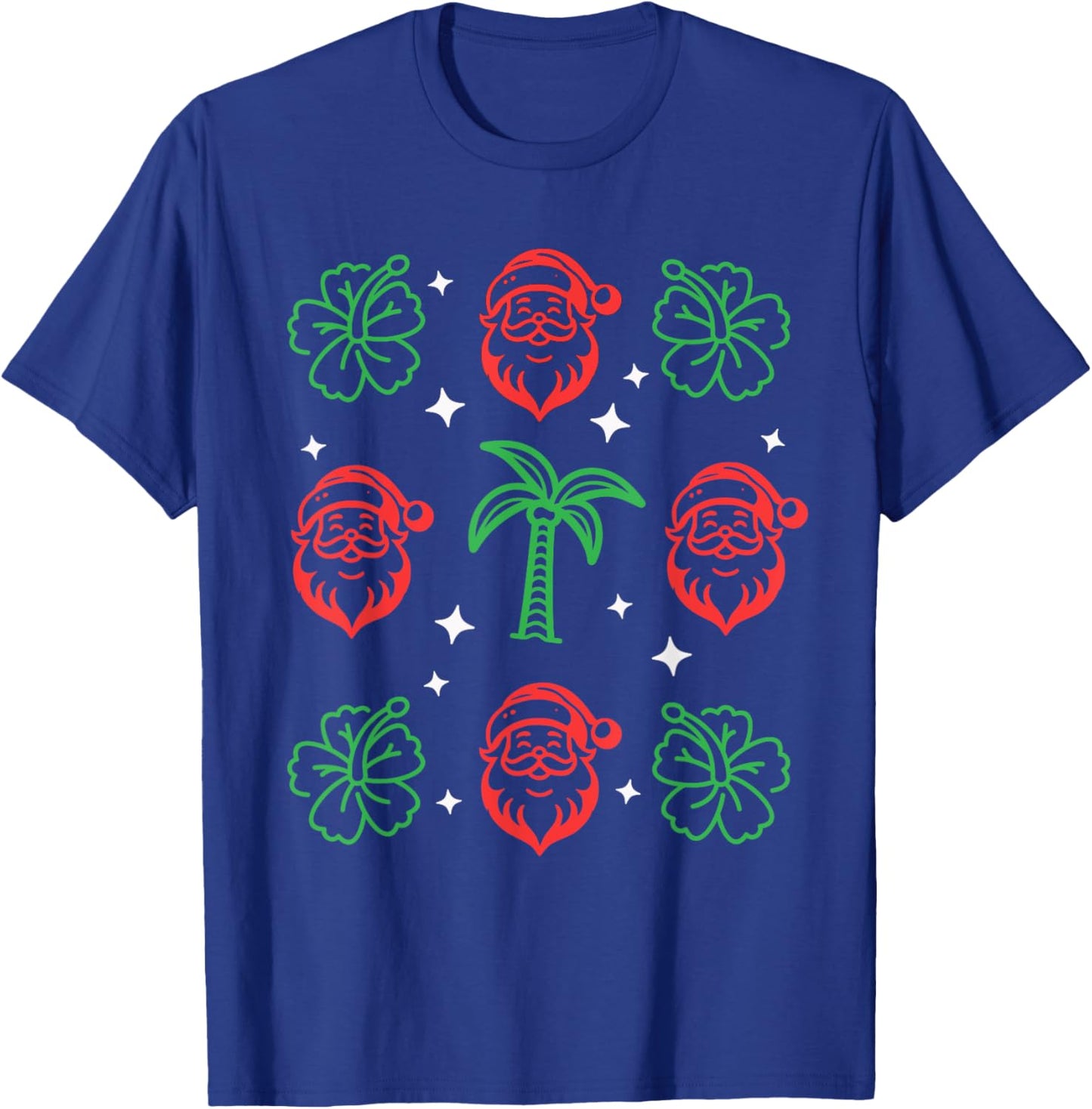 Hawaiian Christmas Hibiscus Palm Trees Mele Kalikimaka T-Shirt - T-Shirt | Royal