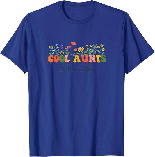 Cool Aunts Club Funny Auntie Wildflower T-Shirt - T-Shirt | Royal