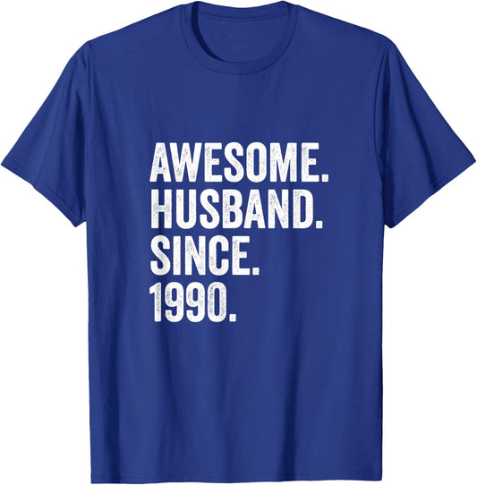 Awesome Husband Since 1990 | 36 Hochzeitstag 36 Jahre T-Shirt - T-Shirt | Royal