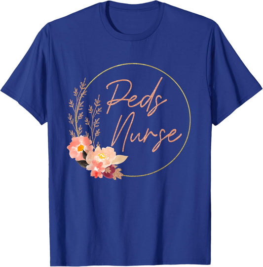 Pediatric Nurse Flower PEDS Nursing Appreciation Pediatric T-Shirt - T-Shirt | Royal