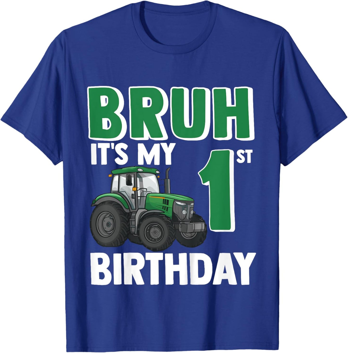Kids One 1yr 1st Tractor Birthday Boy Boys Farmer Farm 1 Year Old T-Shirt - T-Shirt | Royal