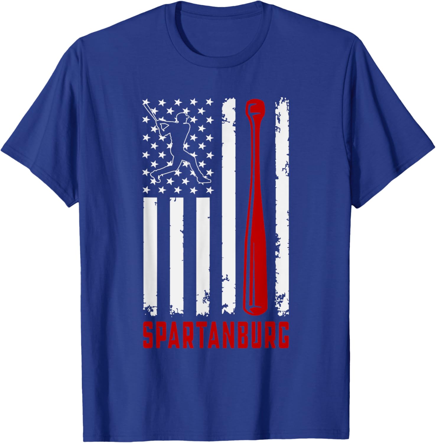 Spartanburg American Flag Baseball Lover USA Spartanburg Women Men T-Shirt - T-Shirt | Royal