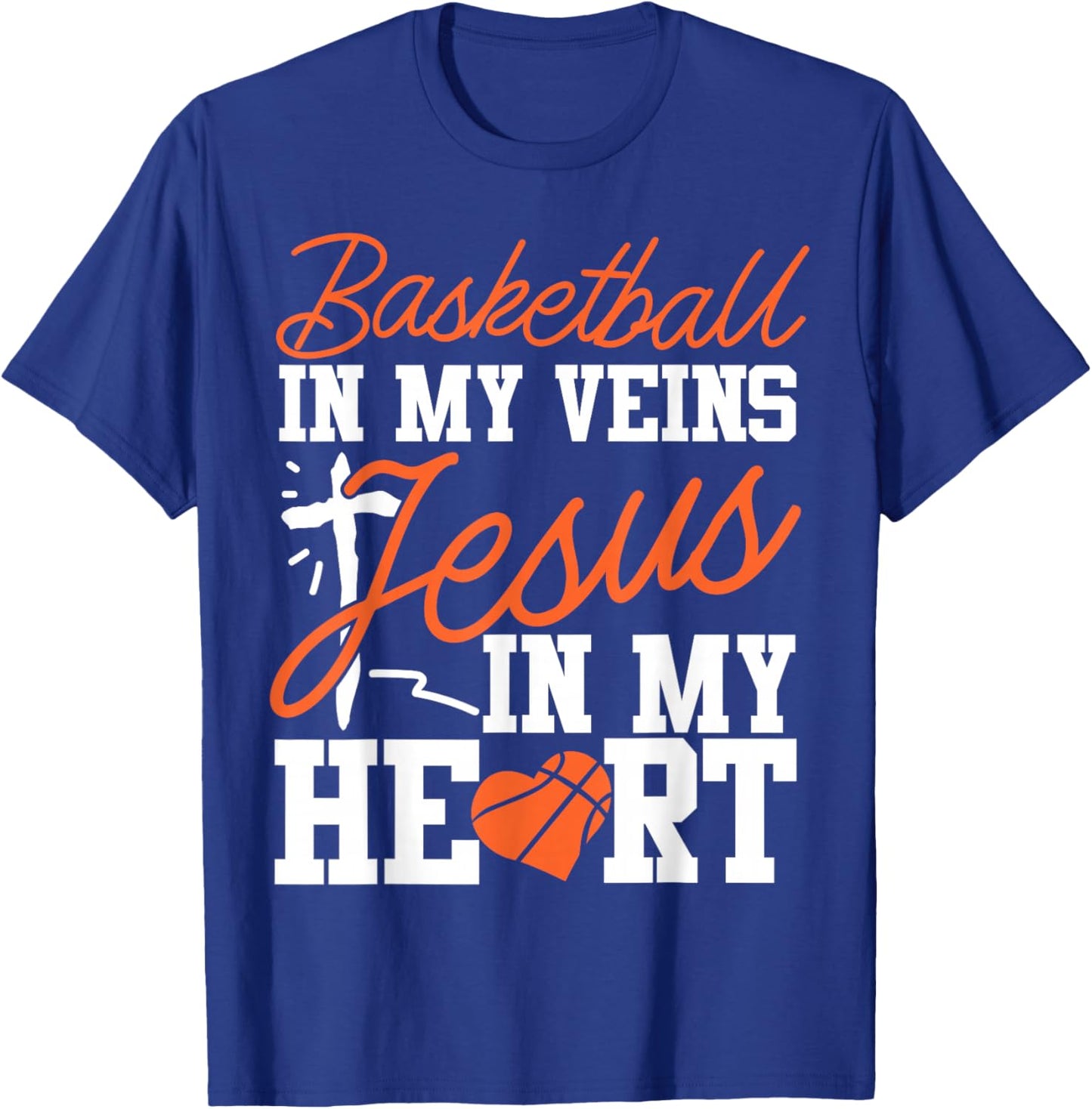 Basketball Bball Jesus Faith Christian Basketball In My T-Shirt - T-Shirt | Royal