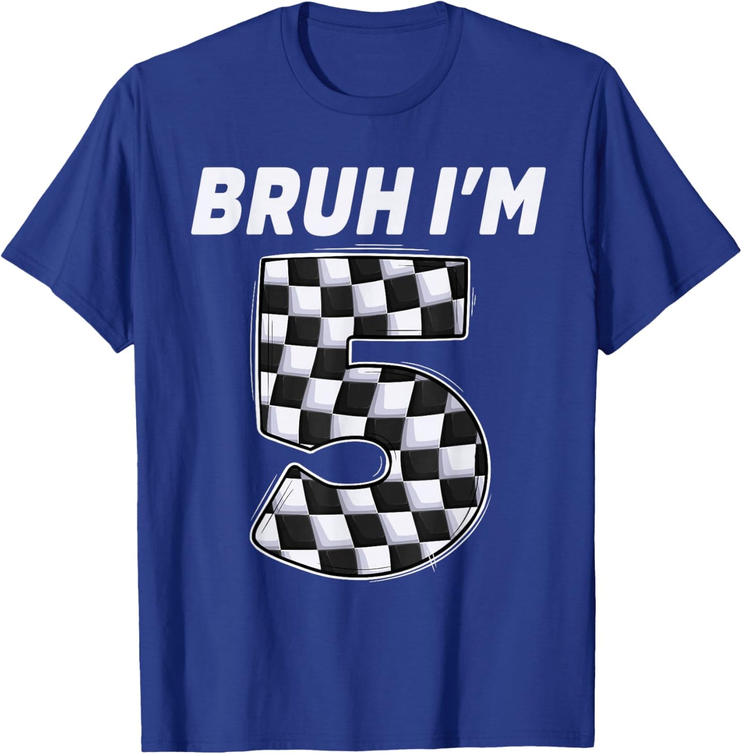 Bruh i'm 5 year old Boy two car racing 5th birthday race car T-Shirt - T-Shirt | Royal