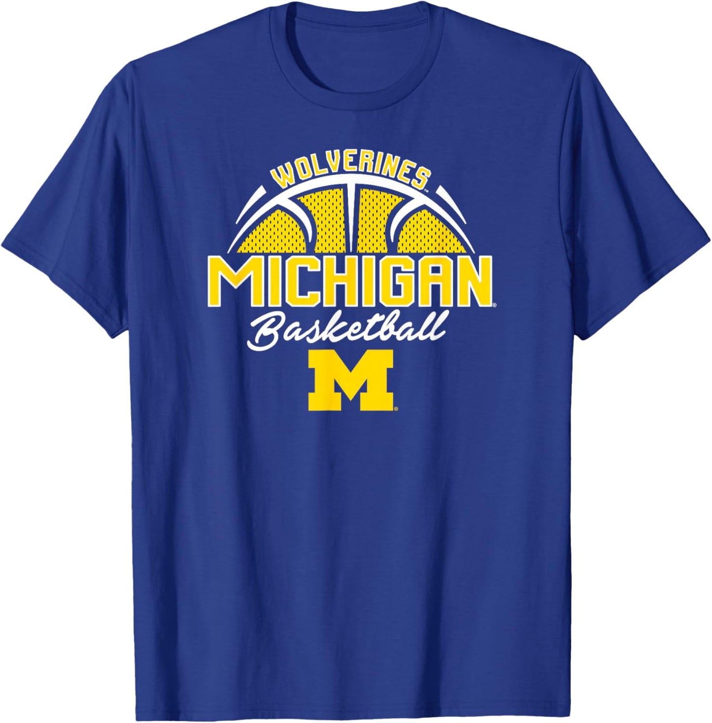 Michigan Wolverines Basketball Three Pointer Dark Heather T-Shirt - T-Shirt | Royal