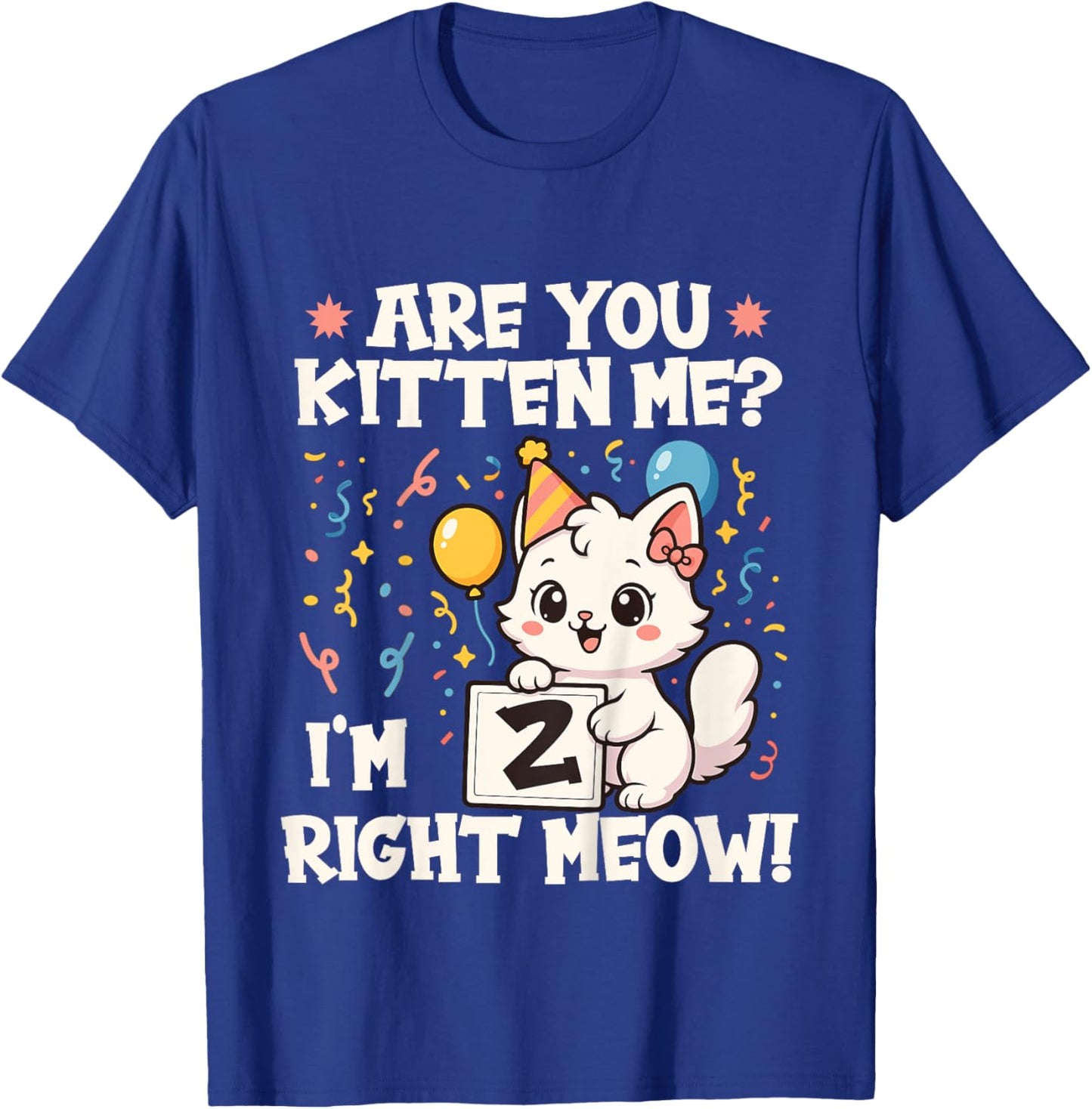2 Years Old 2 Birthday Cats Kitten Boy Girl Cat T-Shirt - T-Shirt | Royal