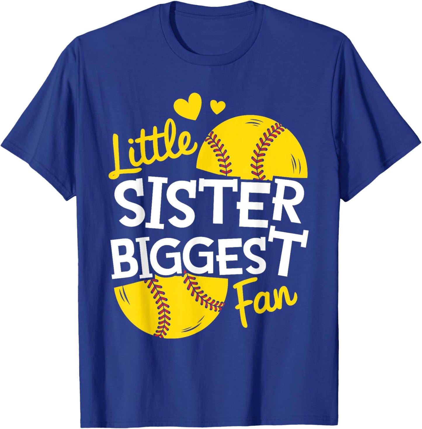 Softball Little Sister Biggest Fan Teen Girls Baby Kids Cute T-Shirt - T-Shirt | Royal
