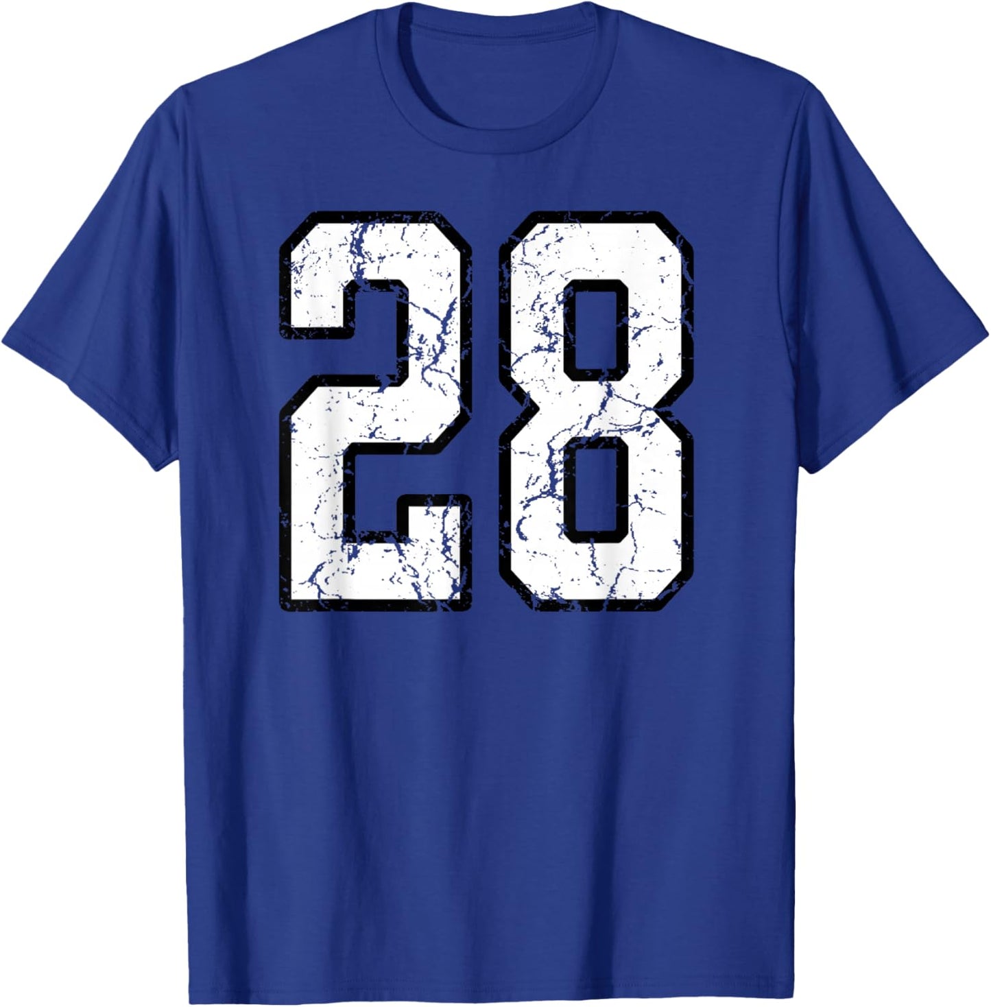 White and Black Sports Number 28 Jersey Uniform Player T-Shirt - T-Shirt | Royal