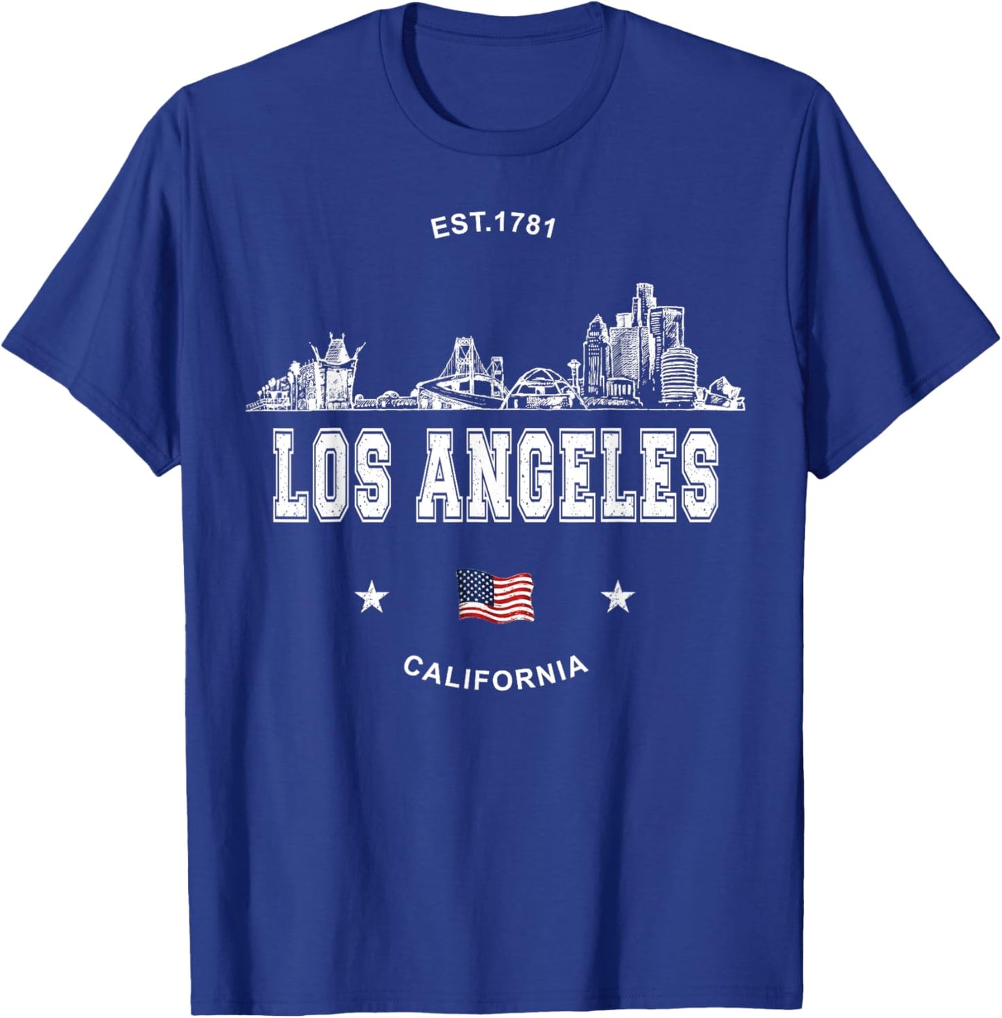 Los Angeles California Skyline T-Shirt - T-Shirt | Royal