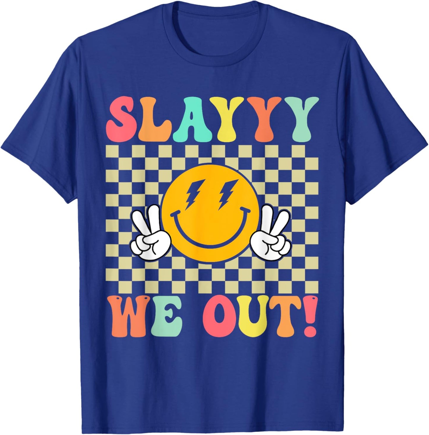 Slay We out Girls Retro Groovy Last Day of School Summer T-Shirt - T-Shirt | Royal