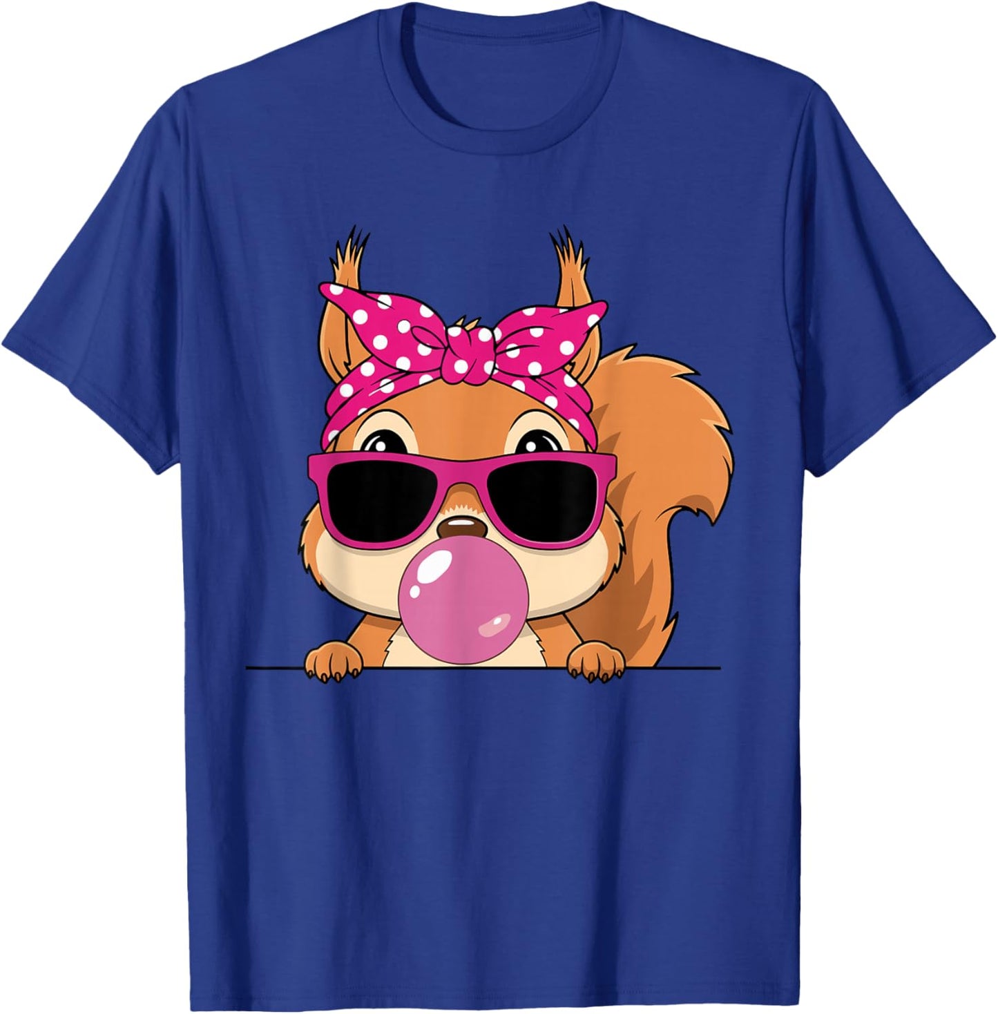 Squirrel Kawaii Girl Pink Bandana Funny Squirrel Bubblegum T-Shirt - T-Shirt | Royal