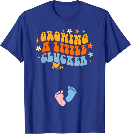 Pregnancy Announcement Chicken Growing A Little A Clucker T-Shirt - T-Shirt | Royal