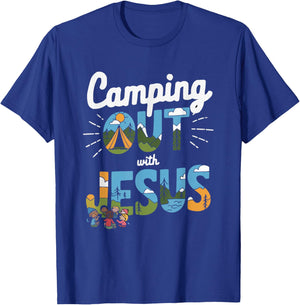 Camping Jesus Christ Religion Christian Camper Christianity T-Shirt - T-Shirt | Royal