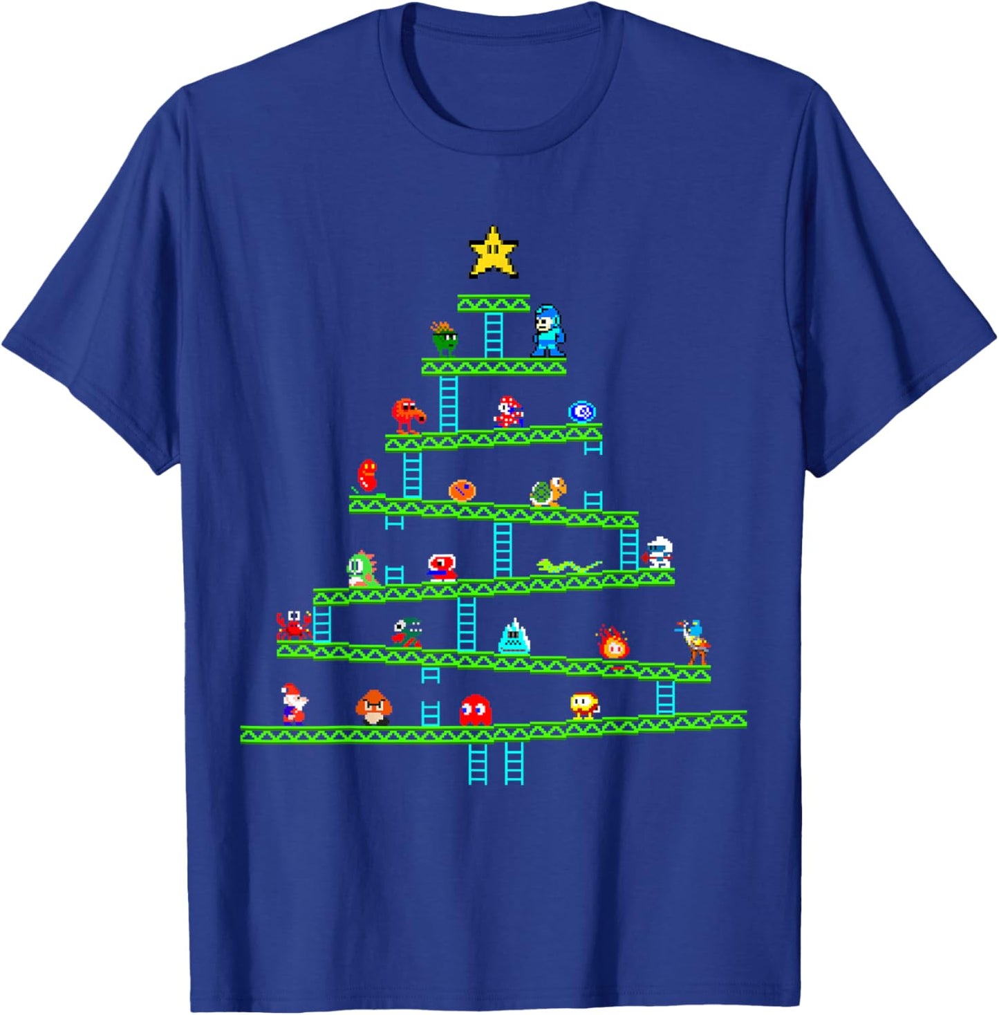 8 Bit Retro Gaming Christmas Tree T-Shirt - T-Shirt | Royal