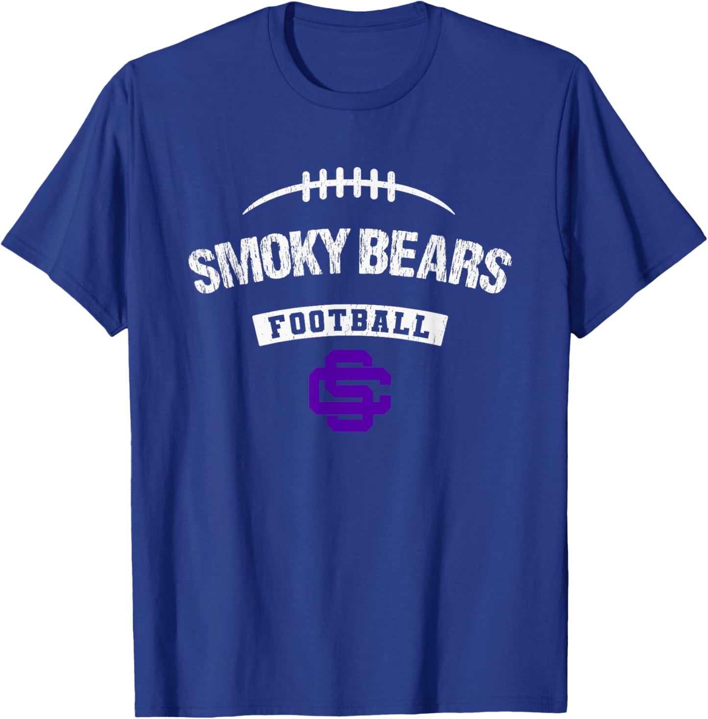 Sevier County Smoky Bears Logo Football Distressed HS T-Shirt - T-Shirt | Royal