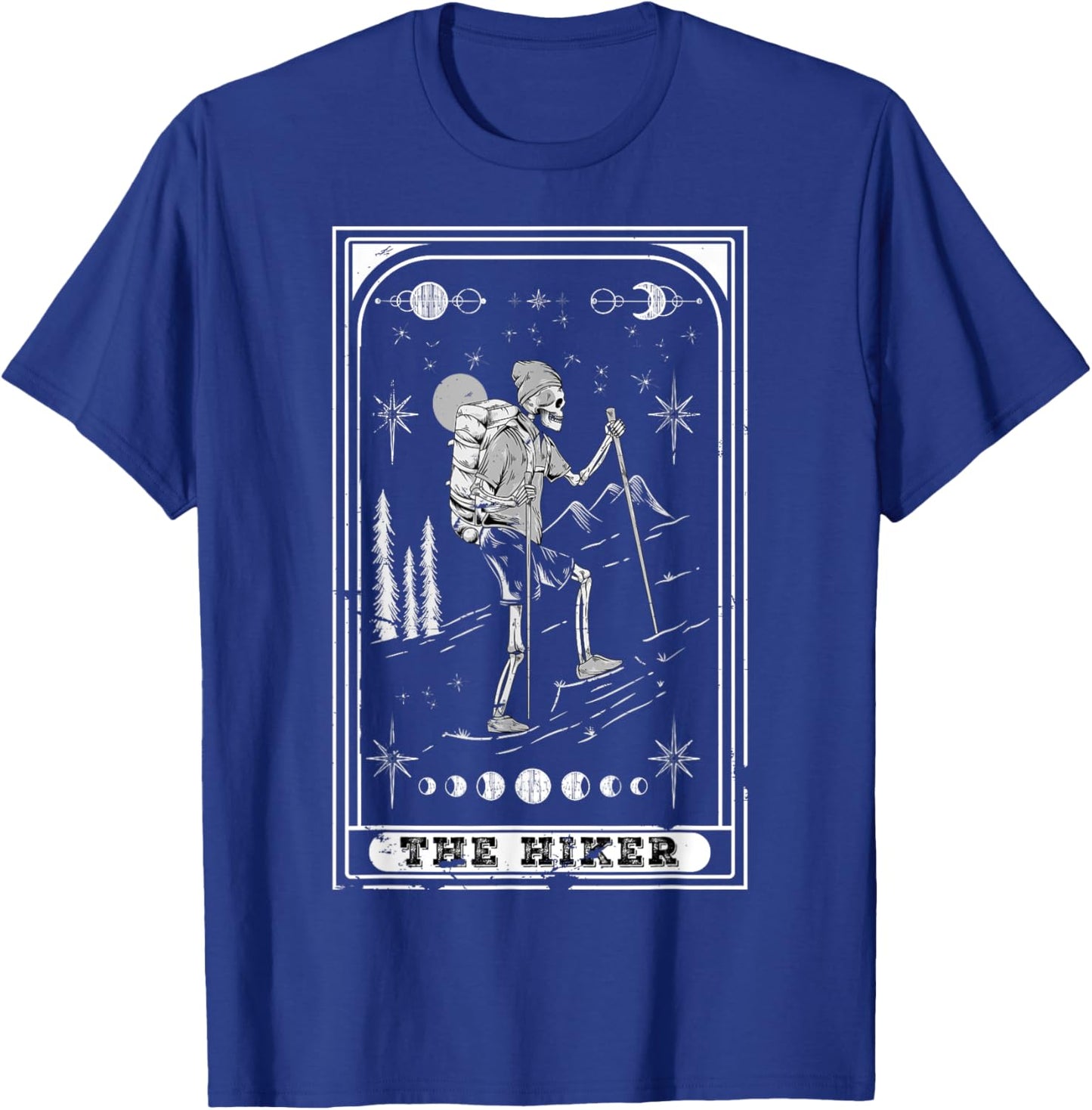 The Hiker Goth Skeleton Tarot Card Nature hiking T-Shirt - T-Shirt | Royal