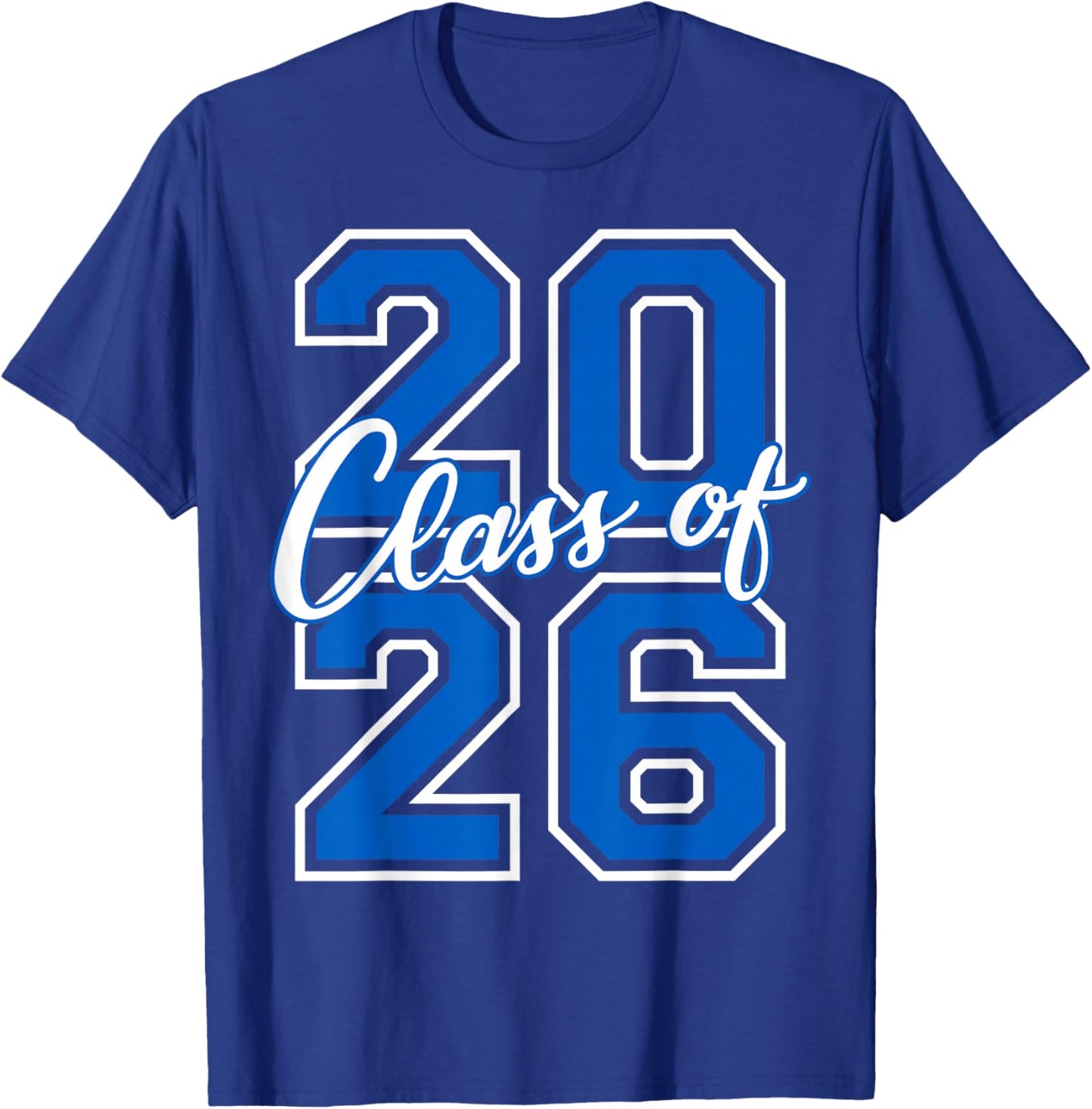 Class of 2026 Graduation Varsity Blue White Letters T-Shirt - T-Shirt | Royal