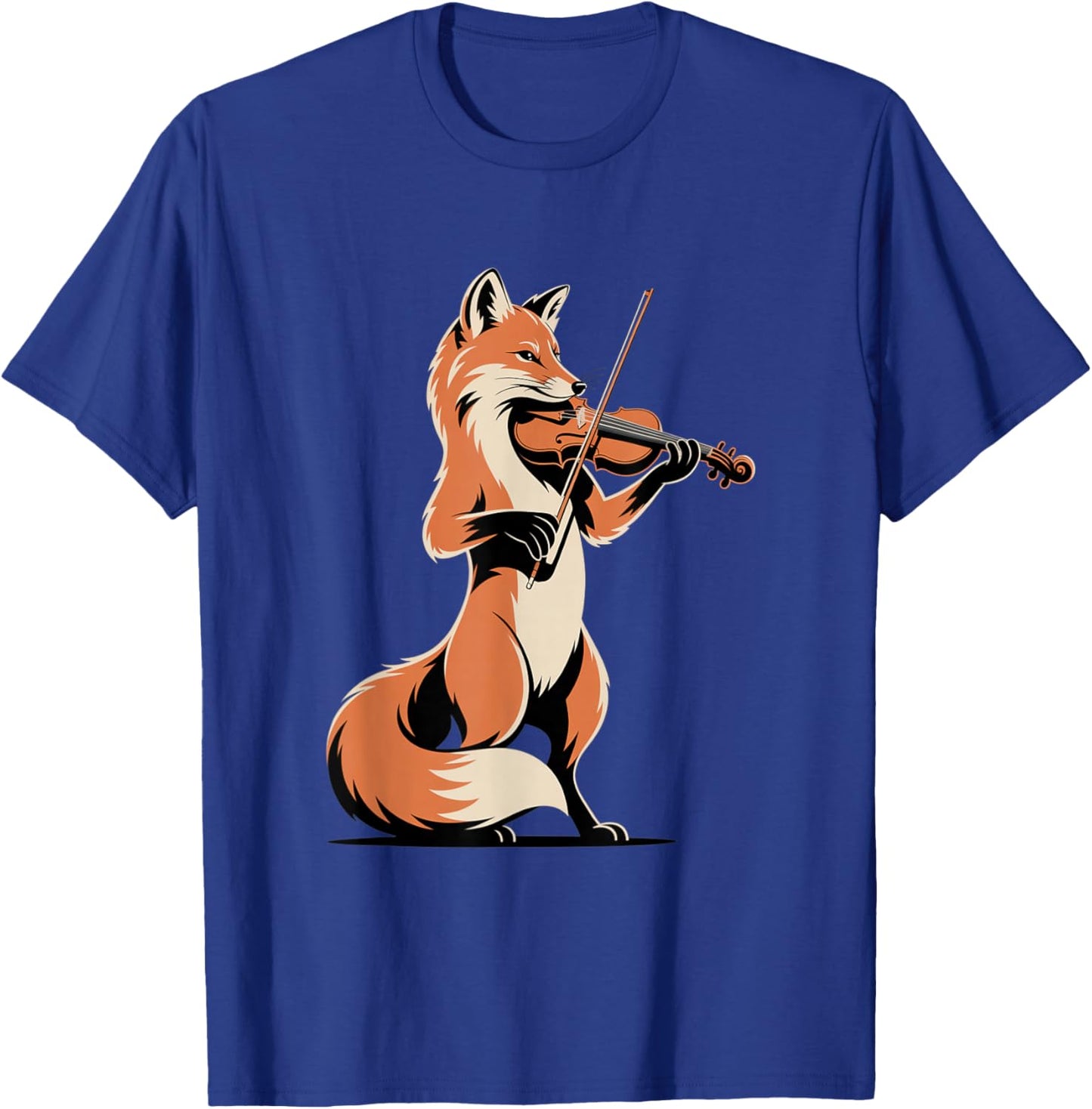 Violin Playing Fox Cute Music Orchestra Fantasy T-Shirt - T-Shirt | Royal