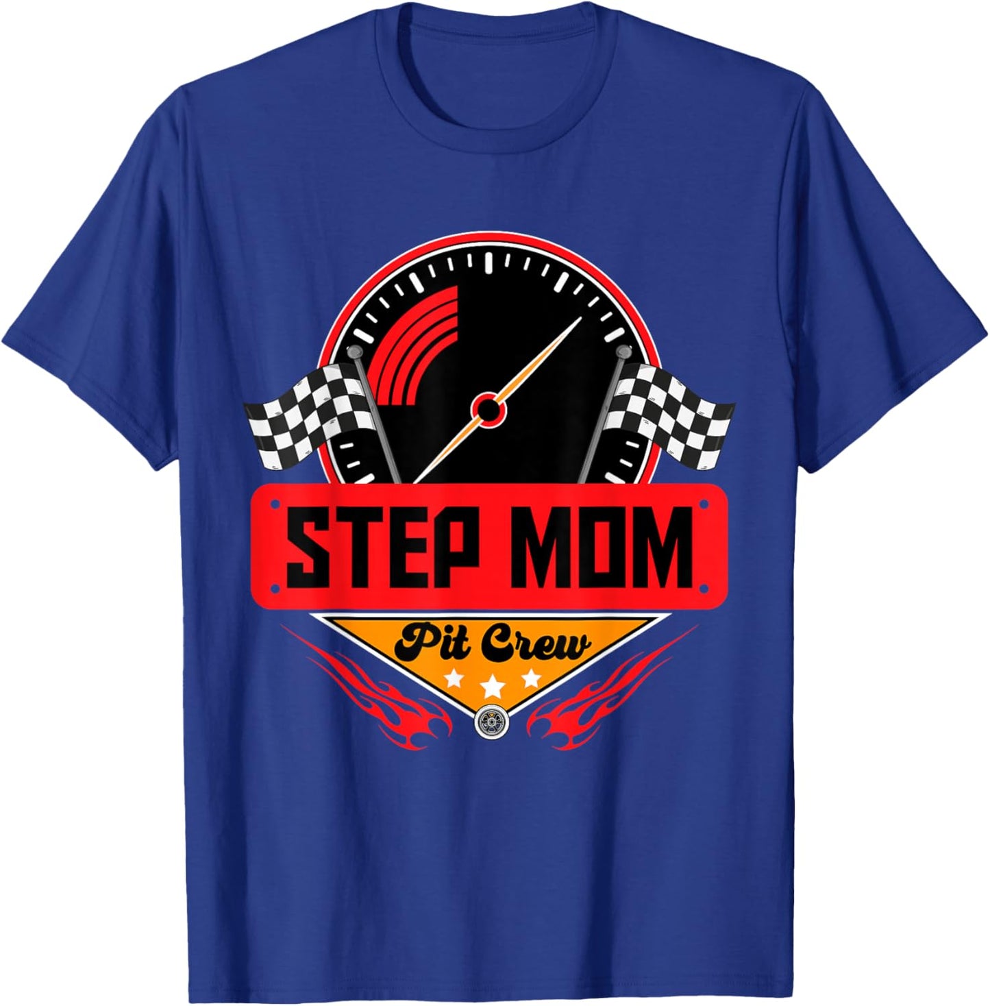 Race Car Birthday Party Matching Family Step Mom Pit Crew T-Shirt - T-Shirt | Royal