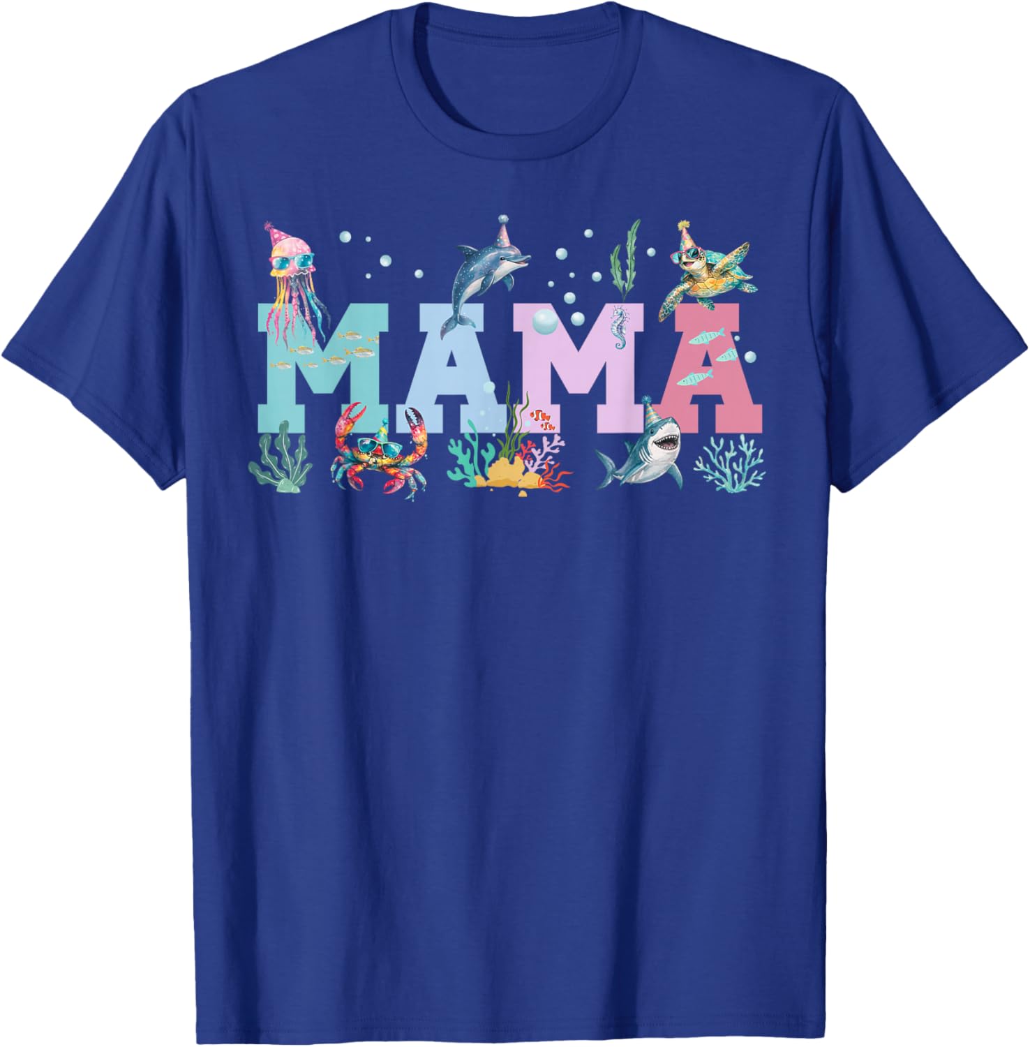 Mama Ocean Animals Birthday T-Shirt - T-Shirt | Royal