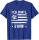 Red White & Woof - Dog Paw Print US Flag Retro Men Women Kids T-Shirt - T-Shirt | Royal