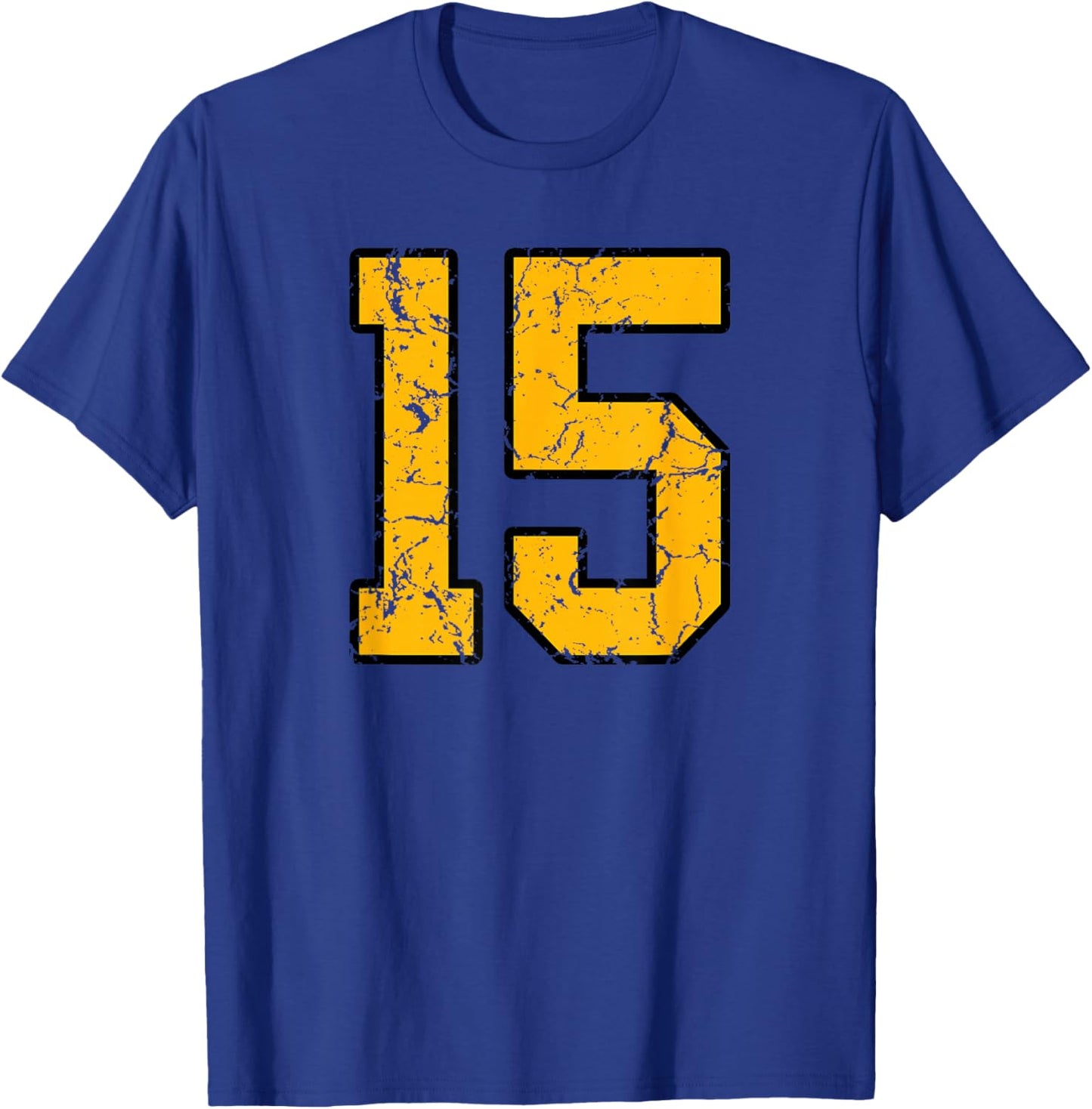 Gold and Black Sports Number 15 Jersey Uniform Player T-Shirt - T-Shirt | Royal