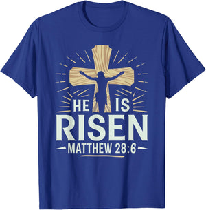Easter Cross He Is Risen Jesus Christian Men Women Kid Youth T-Shirt - T-Shirt | Royal