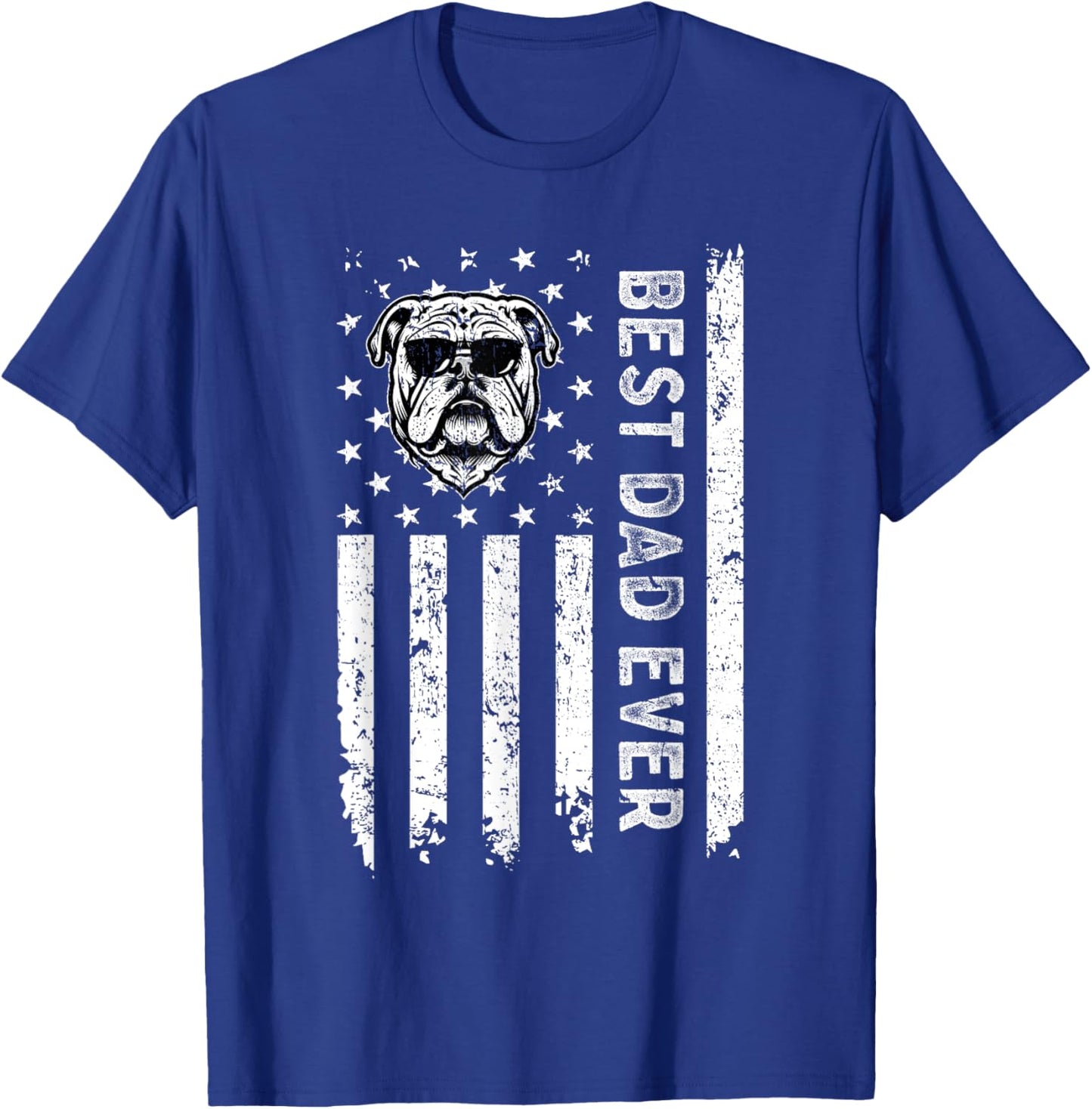 Best English Bulldog Dog Dad Ever Fathers Day USA Flag Men Women Kids T-Shirt - T-Shirt | Royal