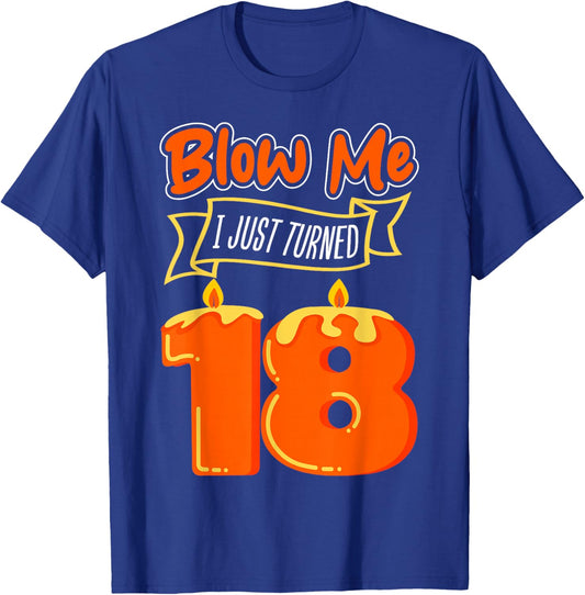 Candle 18 Birthday Wish Party Decoration Candlelight Cake T-Shirt - T-Shirt | Royal