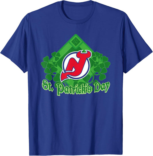 New Jersey Devils St. Patrick's Day Black NHL Licensed T-Shirt - T-Shirt | Royal