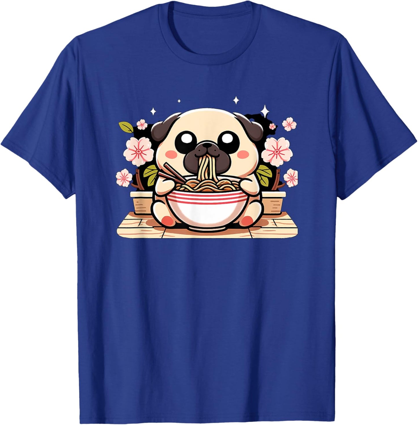 Kawaii Chug dog Eating Ramen T-Shirt - T-Shirt | Royal