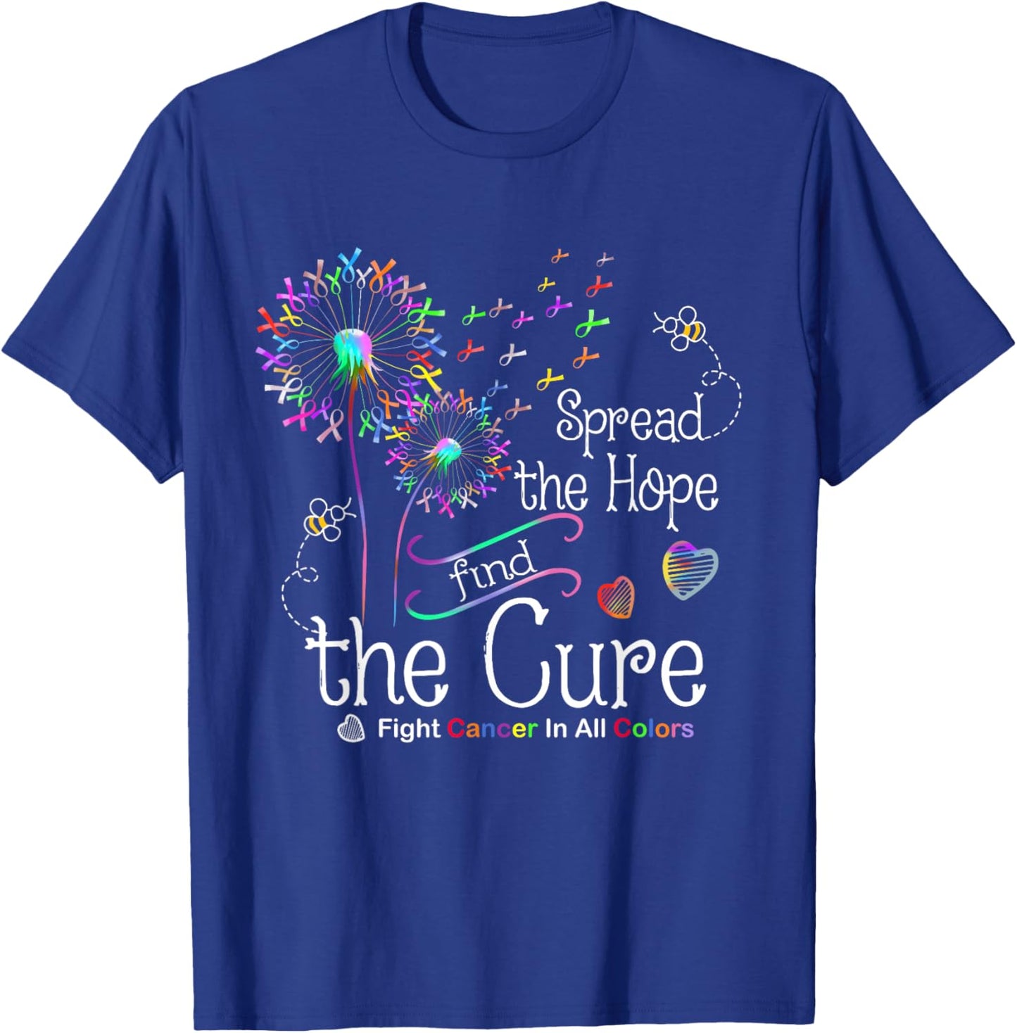 Fight Cancer In All And Every Color Ribbons Dandelion Flower T-Shirt - T-Shirt | Royal