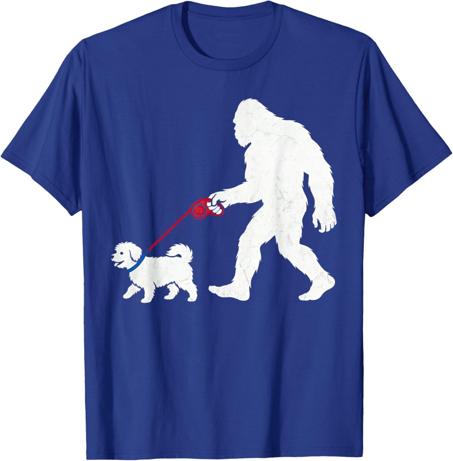 Retro Bigfoot Walking Maltese Dog Funny Sasquatch T-Shirt - T-Shirt | Royal