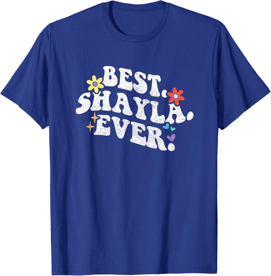 Retro Groovy Best Shayla Ever Name Mother's Day Daughter T-Shirt - T-Shirt | Royal
