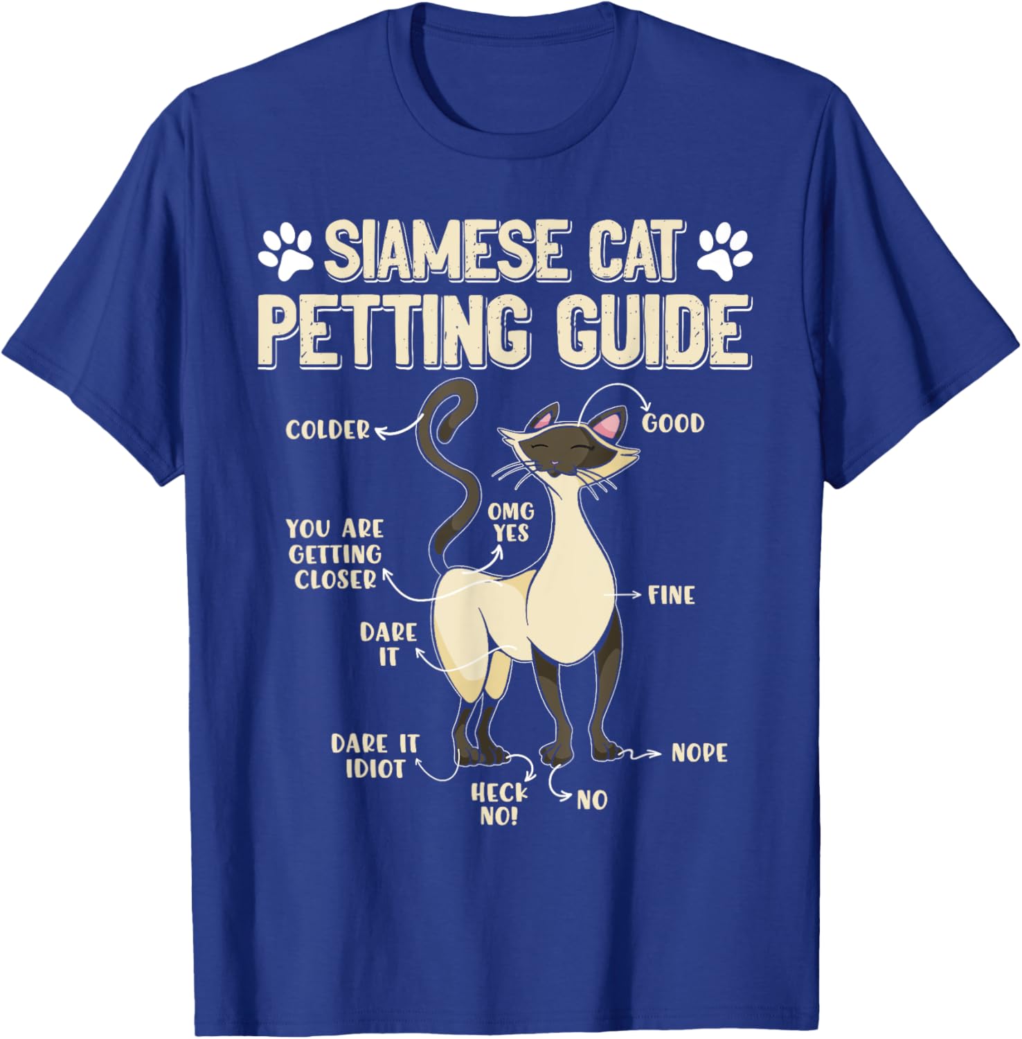 SIAMESE CAT PETTING GUIDE Funny Cat Owners Siamese Cat Women T-Shirt - T-Shirt | Royal